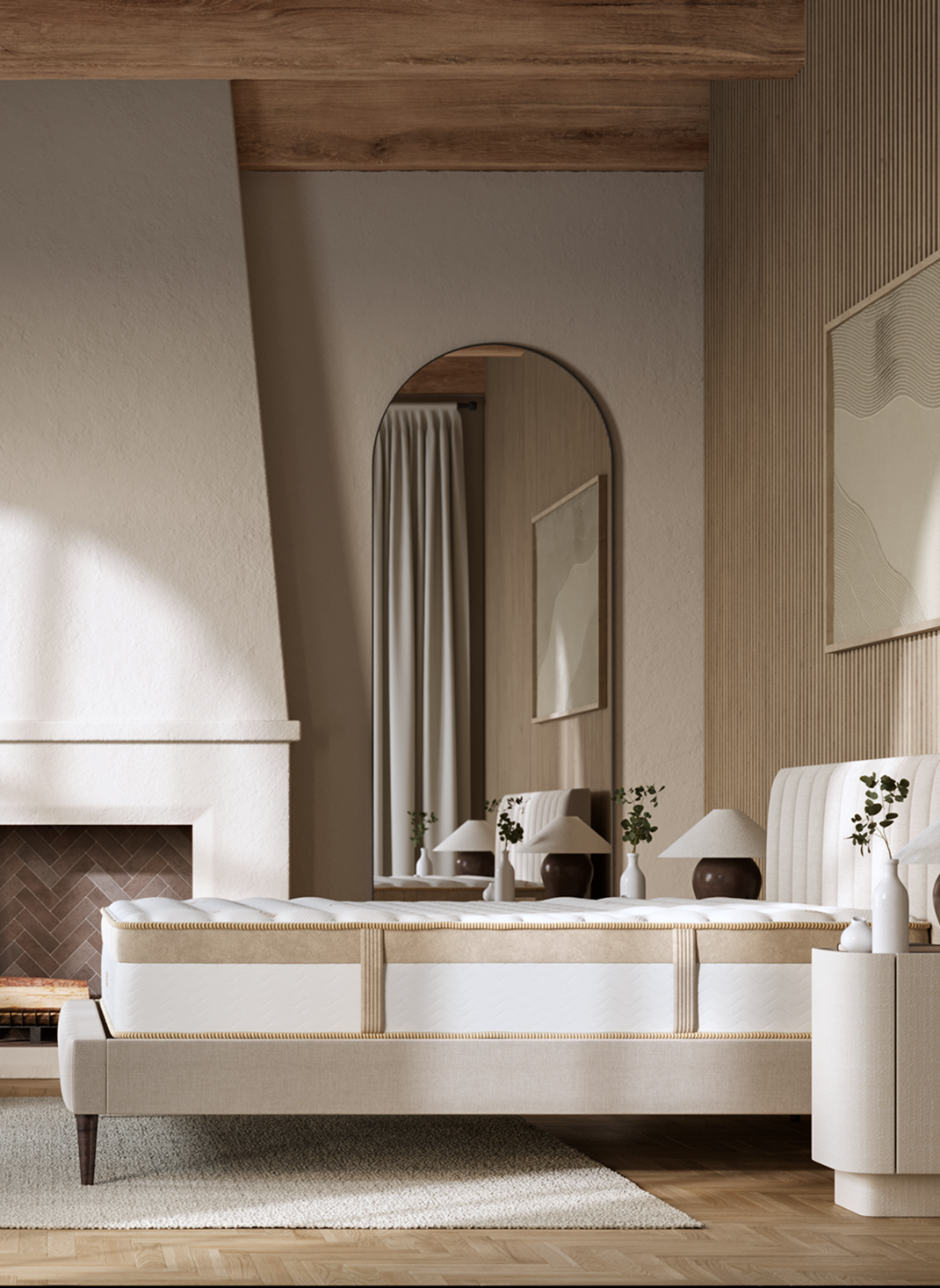 Saatva mattress in modern bedroom