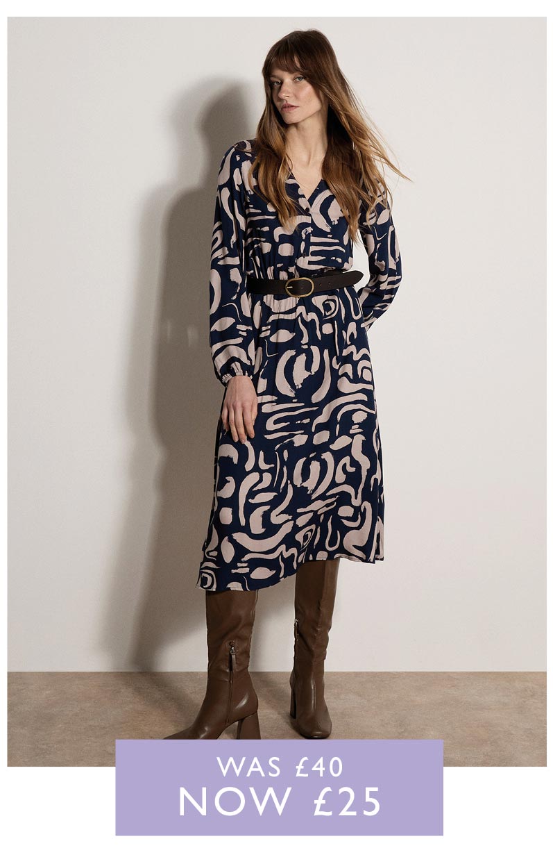 Abstract Brushstroke Midi Dress