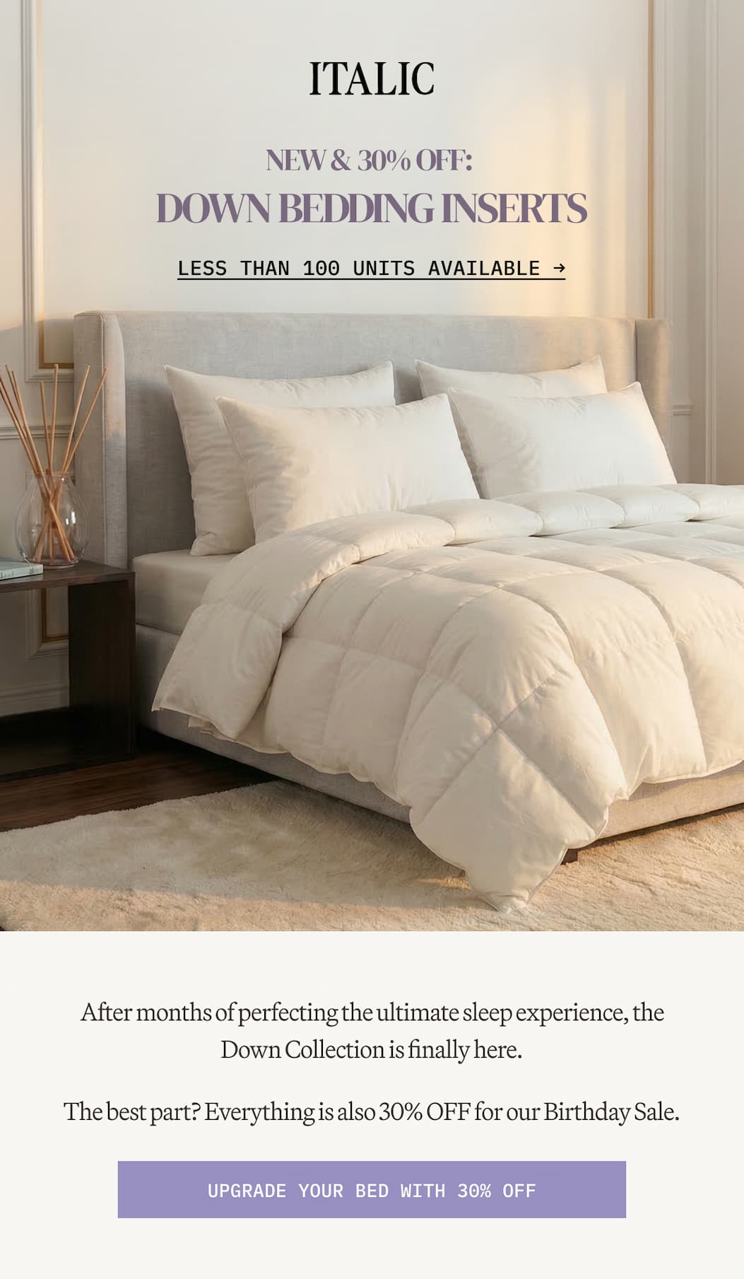 ITALIC | NEW: DOWN BEDDING INSERTS + 30% OFF SITEWIDE