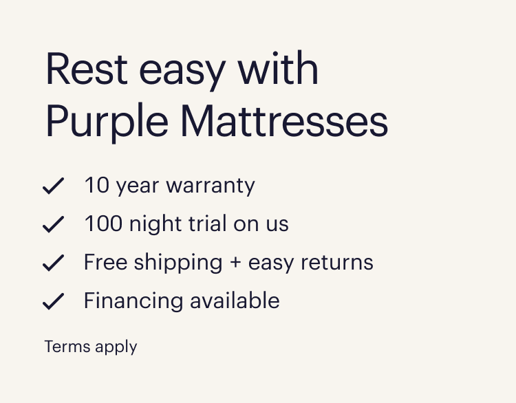 10-year warranty | 100-night trial on us | Free shipping + easy returns | Financing available