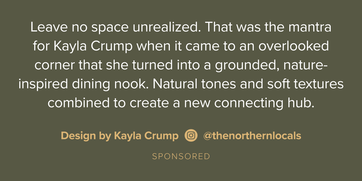 Natural tones and soft textures combined to create a new connecting hub.