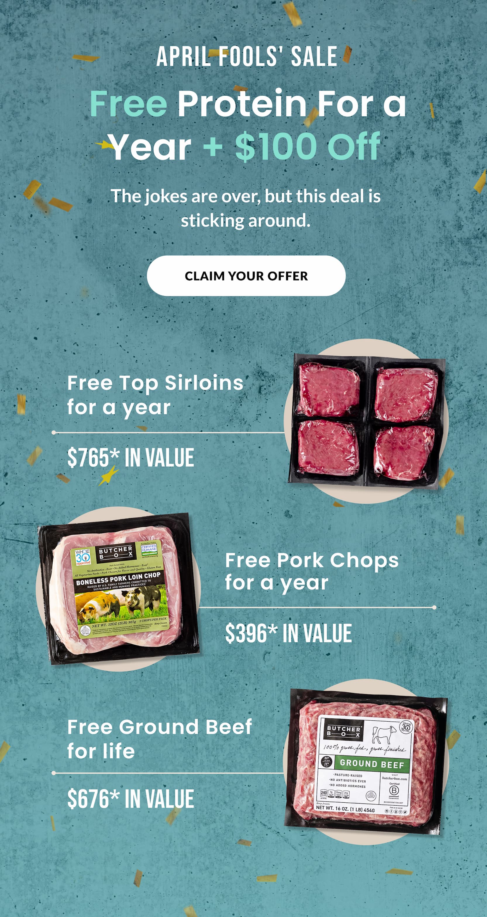 APRIL Fools' Sale: Free Protein for a year + $100 Off