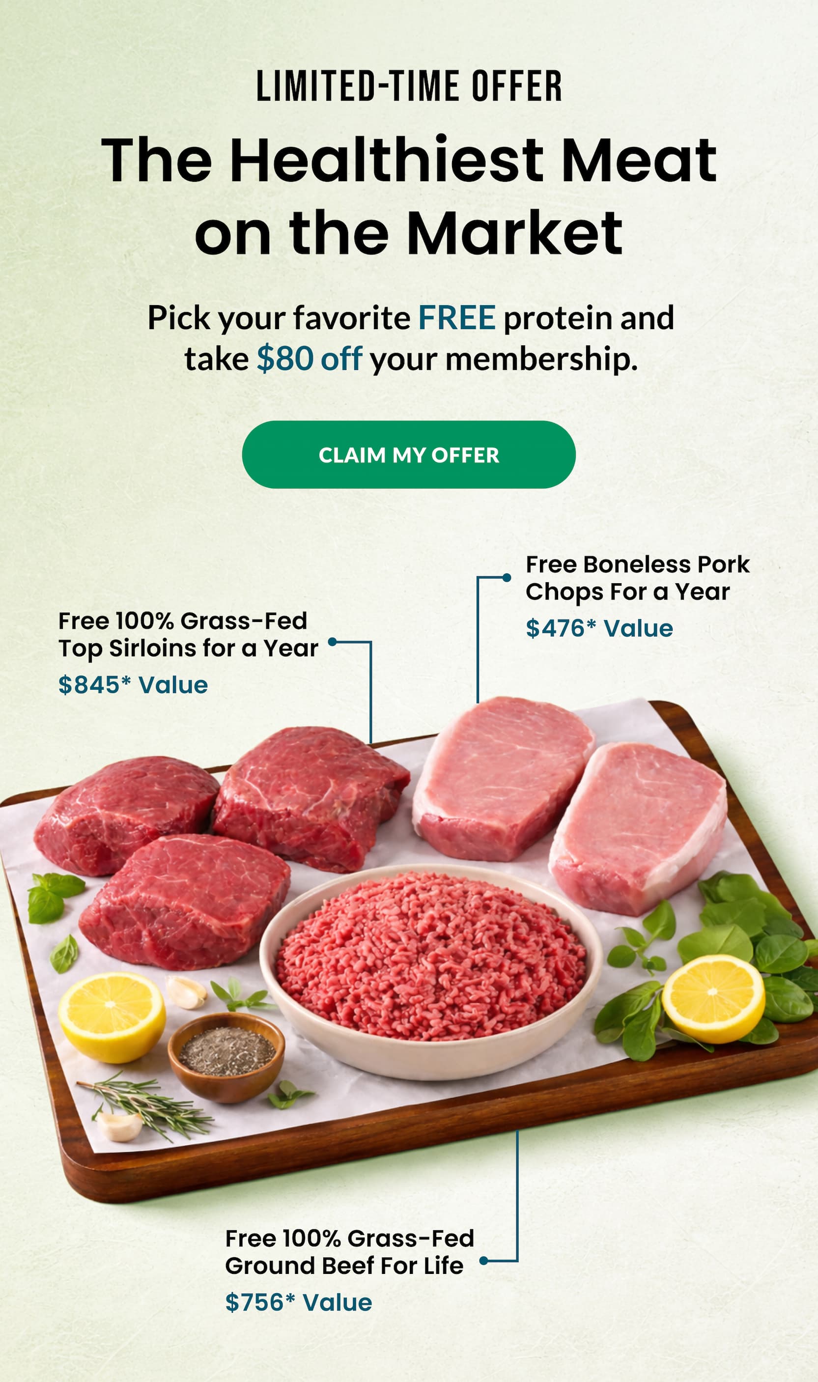 The Healthiest Meat on the Market | Claim free protein for a year and take $80 off your membership