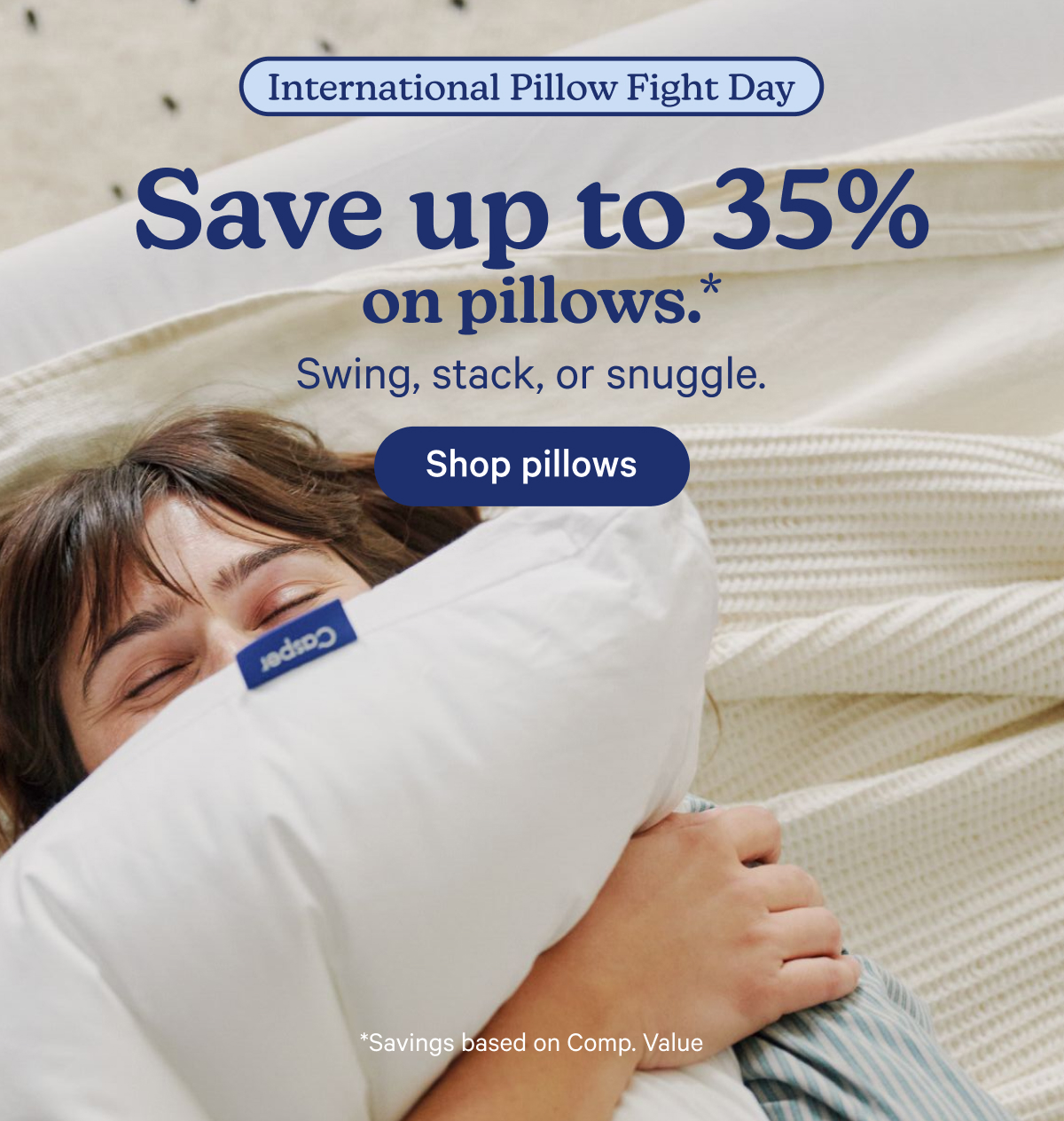 International Pillow Fight Day; Save up to 35% on pillows