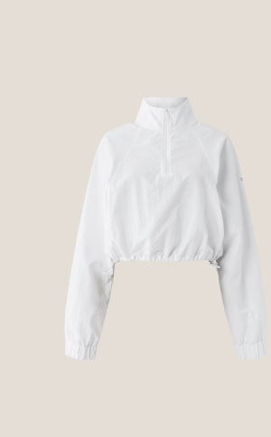 Cropped 1/4 Zip Alumni Pullover - white