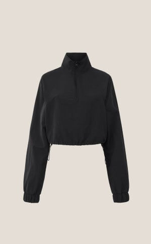Cropped 1/4 Zip Alumni Pullover - black