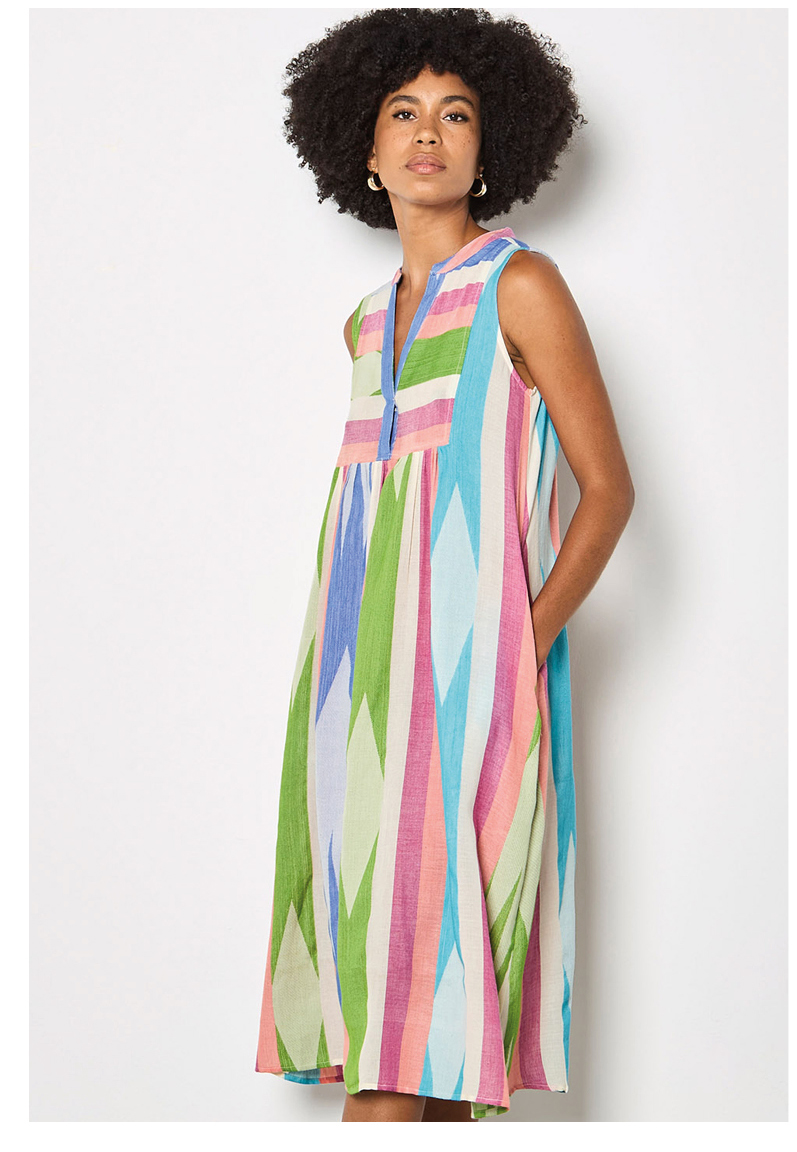 Colourful Stripe Midi Dress