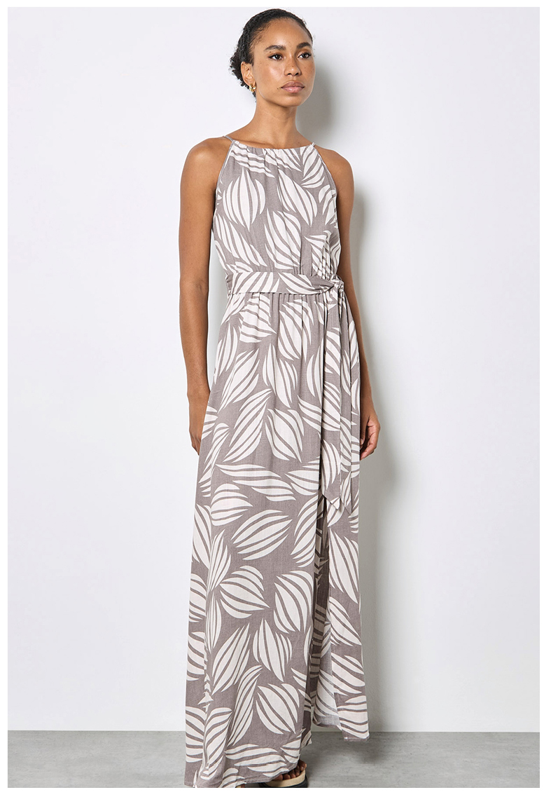 Shell Print High Neck Maxi Dress