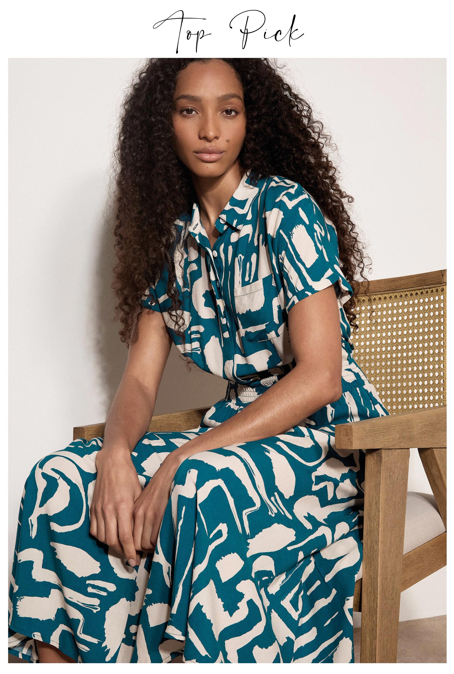 Geo Grecian Shirt Midi Dress