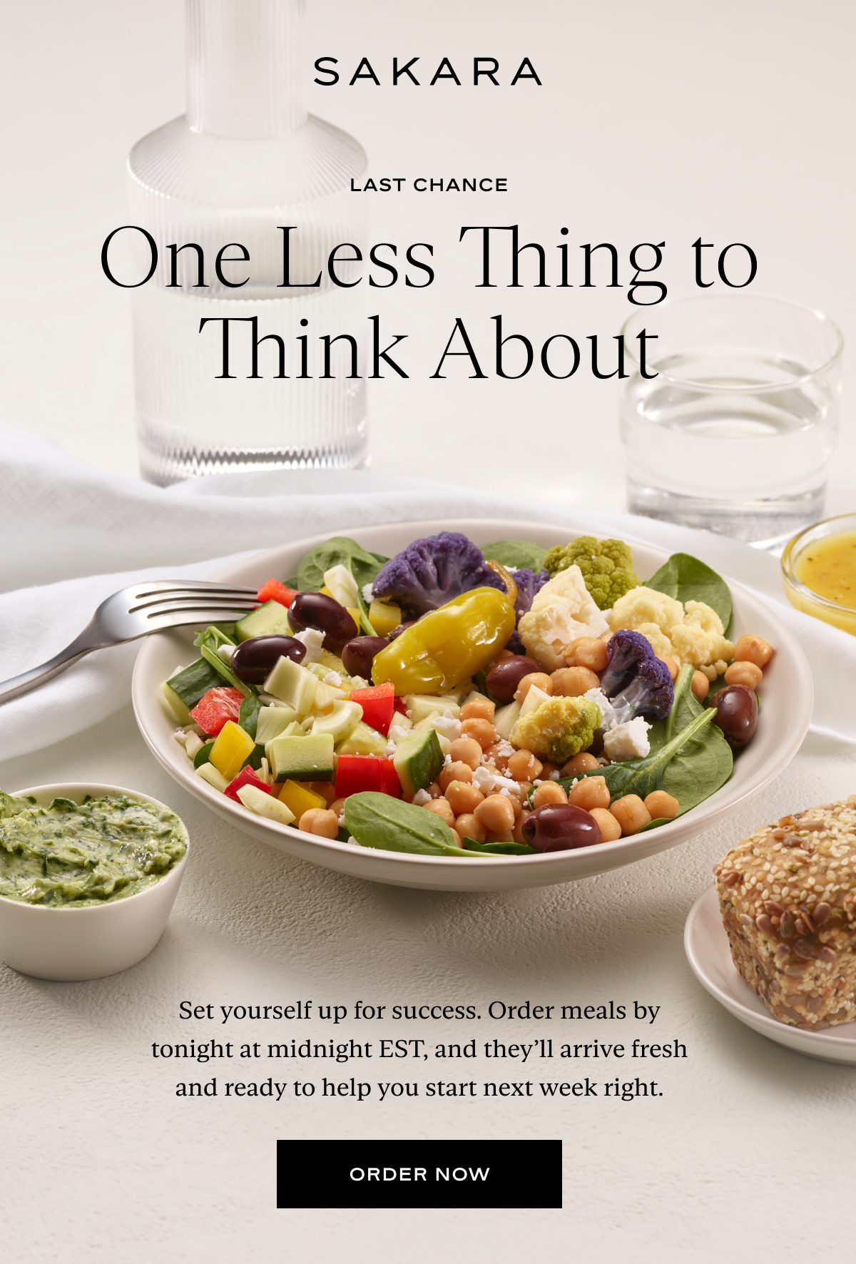 One Less Thing to Think About: Set yourself up for success. Order meals by tonight at midnight EST, and they’ll arrive fresh and ready to help you start next week right.