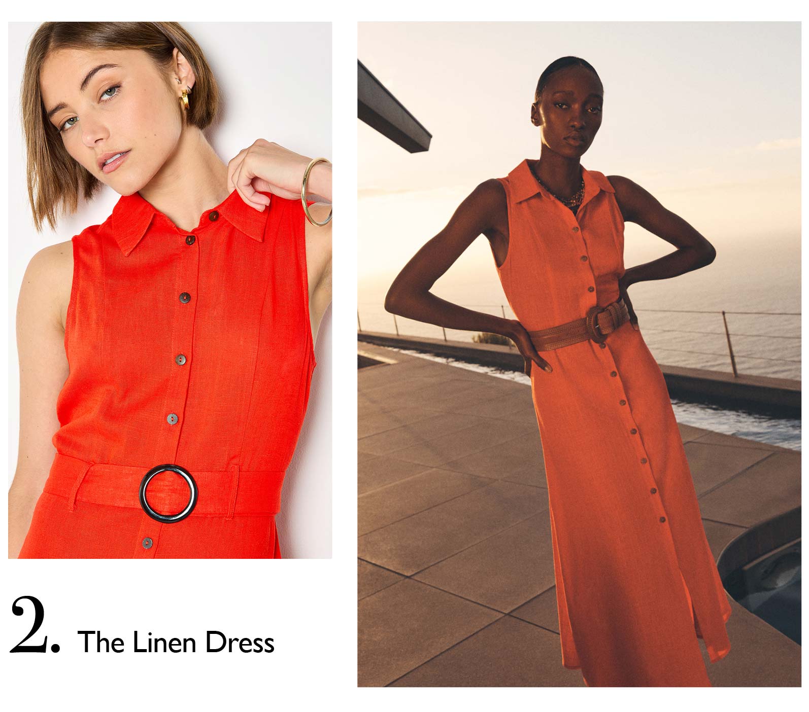 Linen Blend Shirt Midi Dress