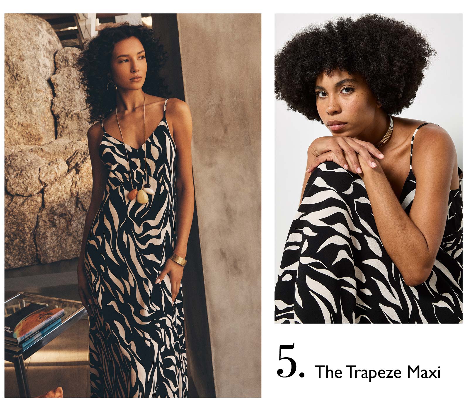 Animal Print Trapeze Cami Maxi Dress