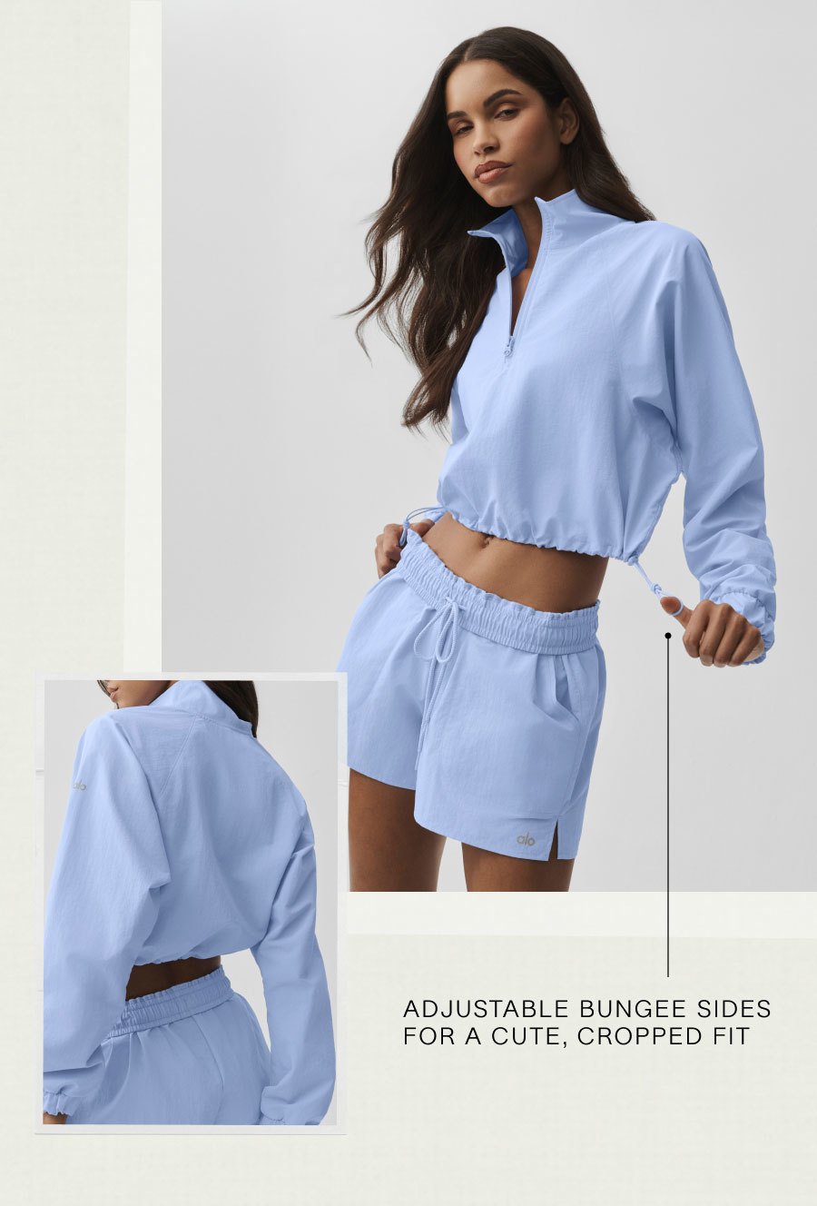 ADJUSTABLE BUNGEE SIDES FOR A CUTE, CROPPED FIT