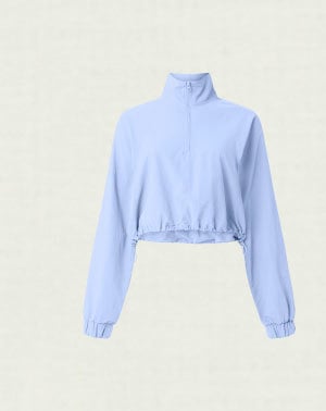 Cropped 1/4 Zip Alumni Pullover - provence blue