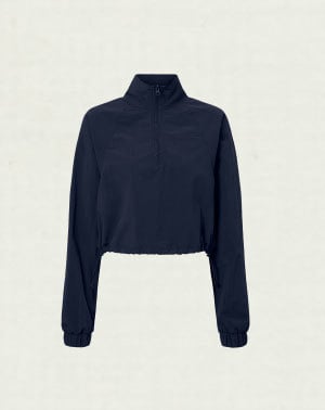 Cropped 1/4 Zip Alumni Pullover - navy