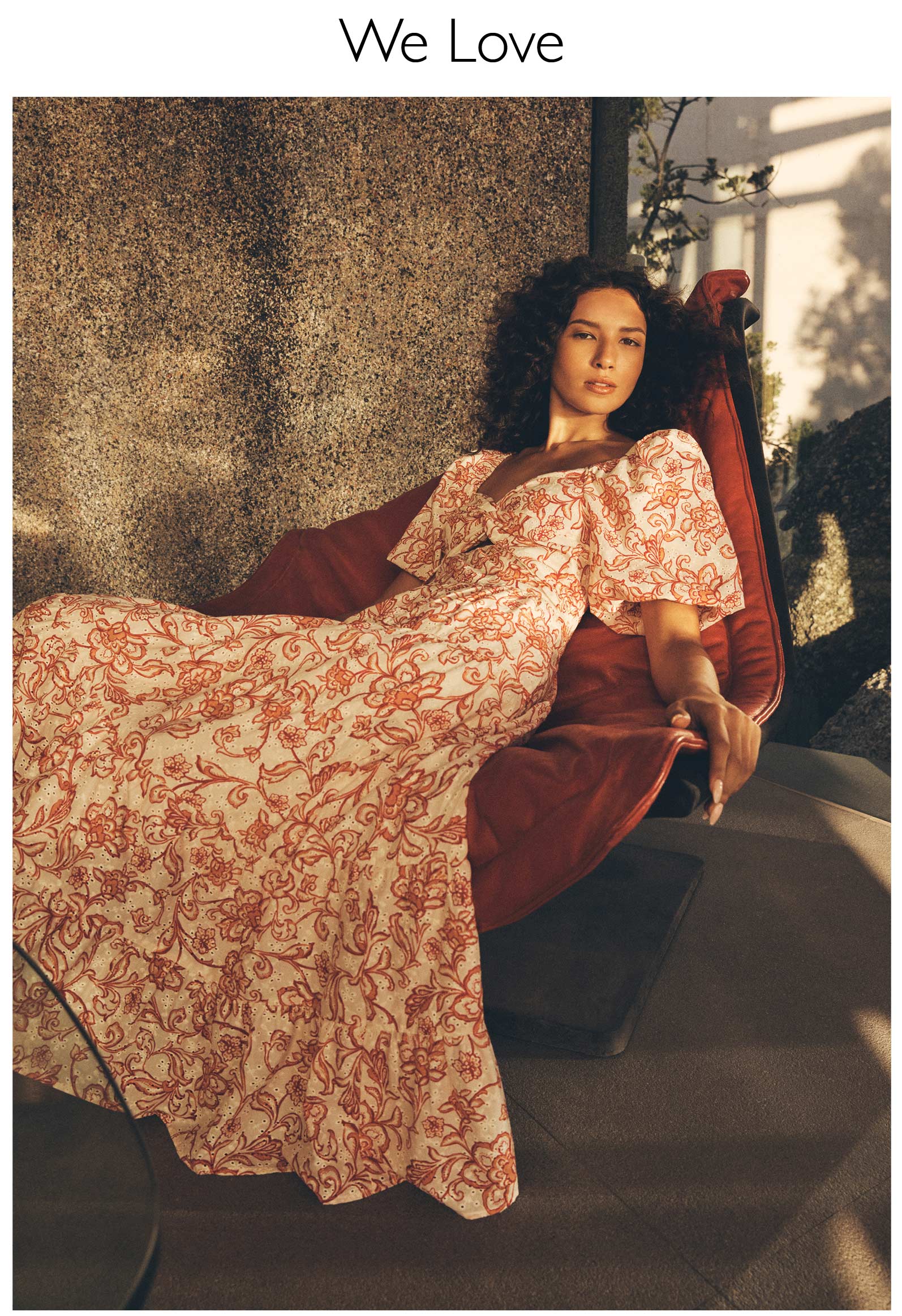 Floral Print Cotton Broderie Maxi Dress