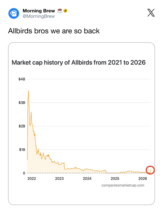 Market cap history of Allbirds from 2021 to 2026