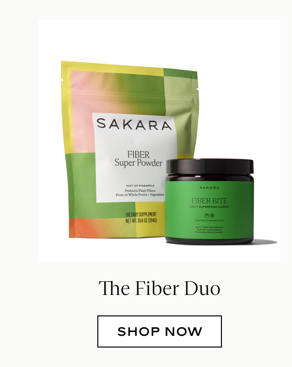 Sakara Fiber Super Powder pouch and Fiber Bite gummy jar bundled together