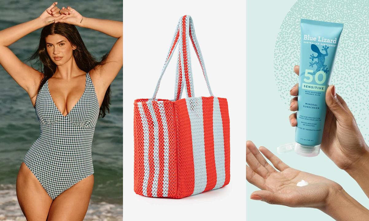 one piece, tote bag, sunscreen