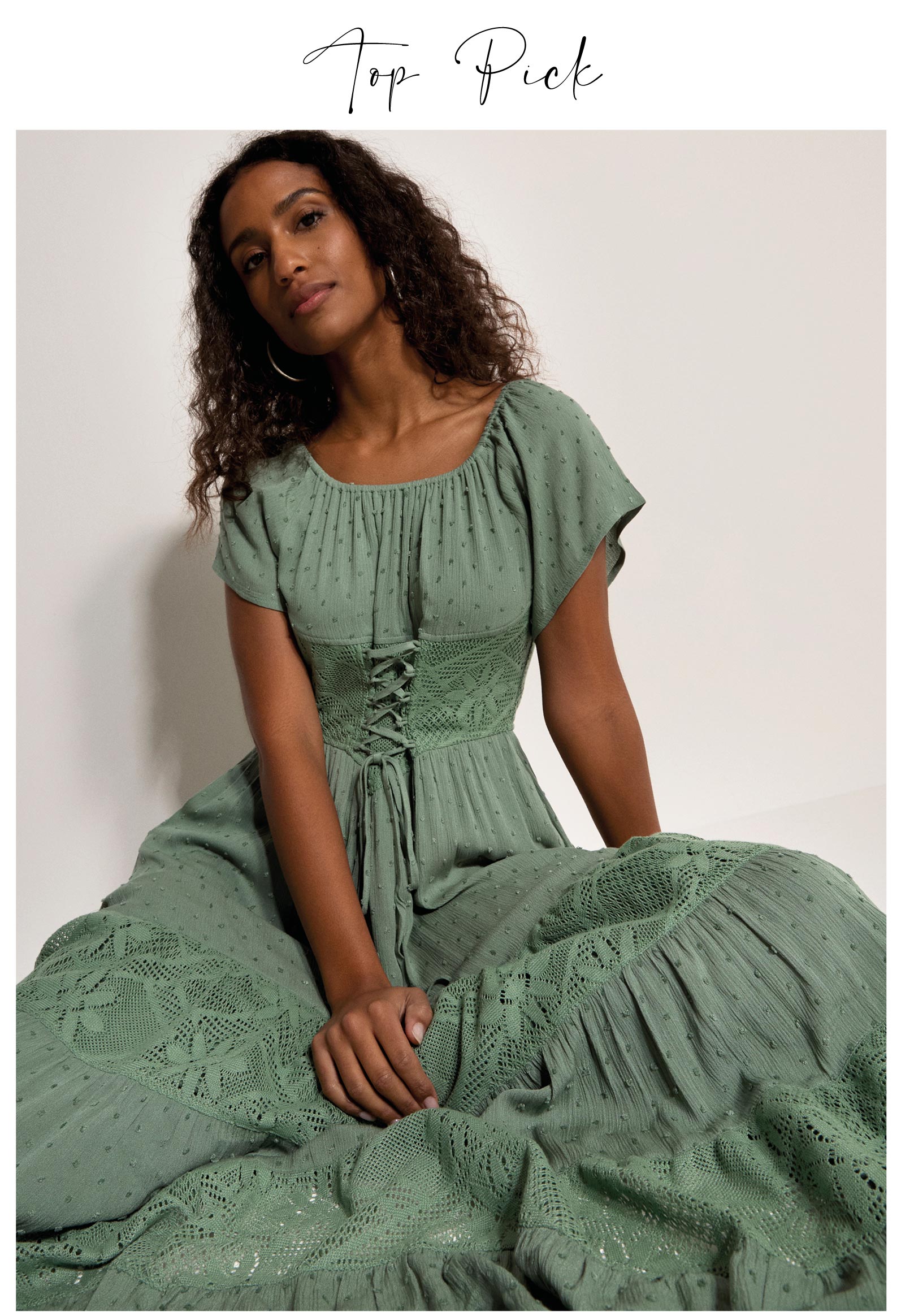  Lace Detail Corset Maxi Dress