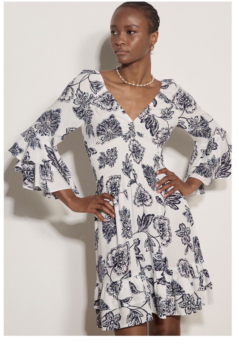 Sarasa Floral Ruffle Mini Dress