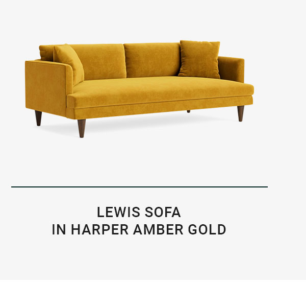 LEWIS SOFA IN HARRER AMBER GOLD