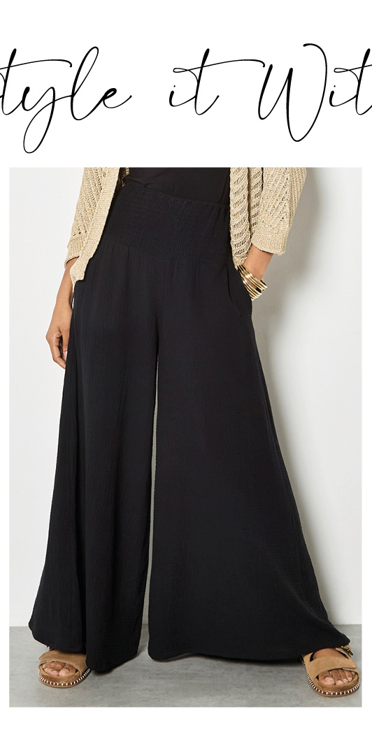 Textured Cotton Wide-Leg Trousers