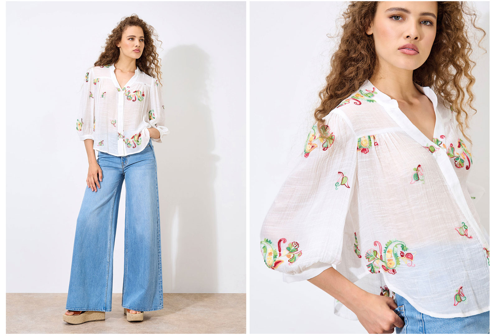 Floral Paisley Embroidered Blouse