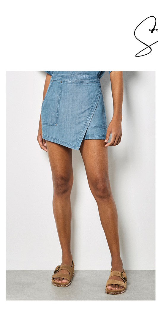 Denim Wrap Mini Skort