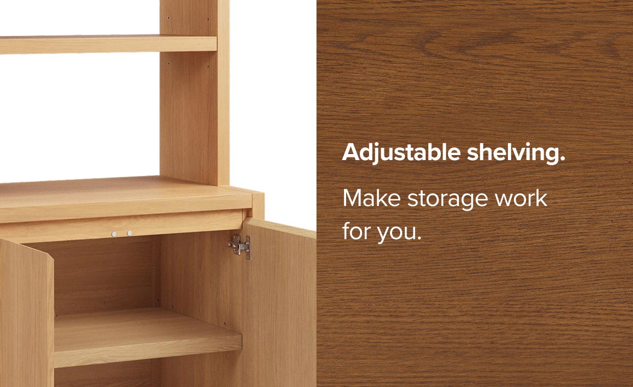 Adjustable shelving.