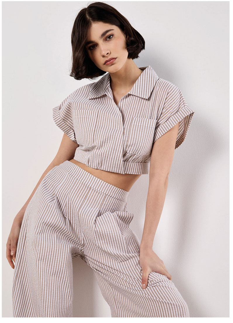 Stripe Wide Leg Trousers