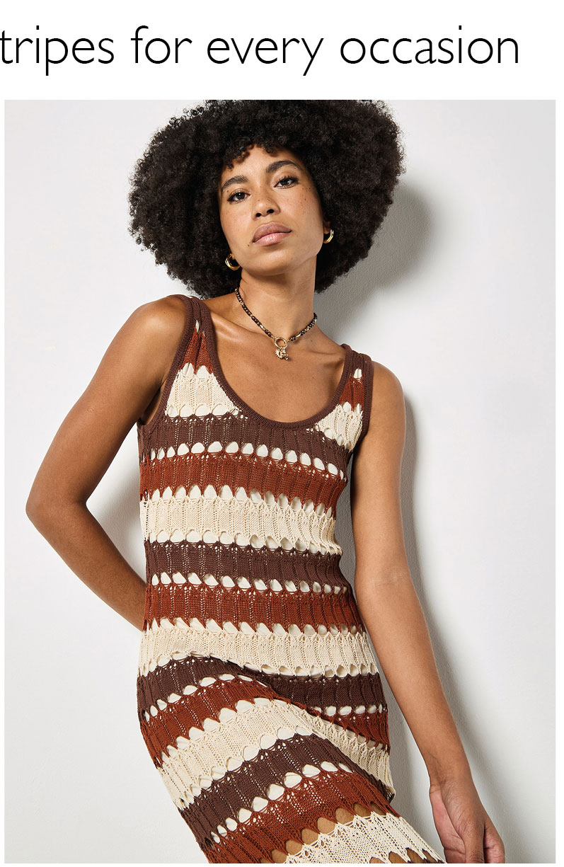 Crochet Stripe Midaxi Dress