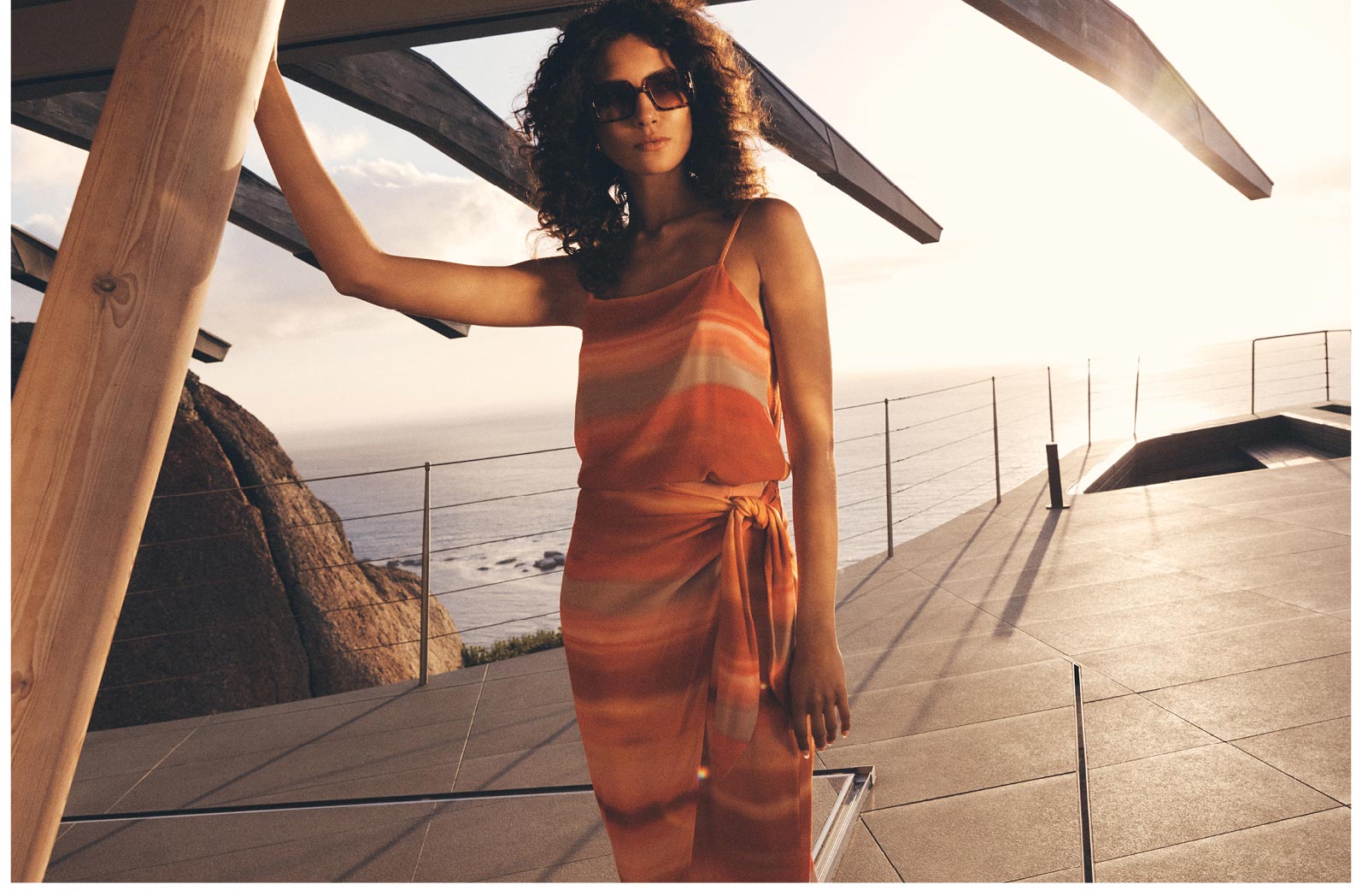 Watercolour Stripe Wrap Midi Skirt