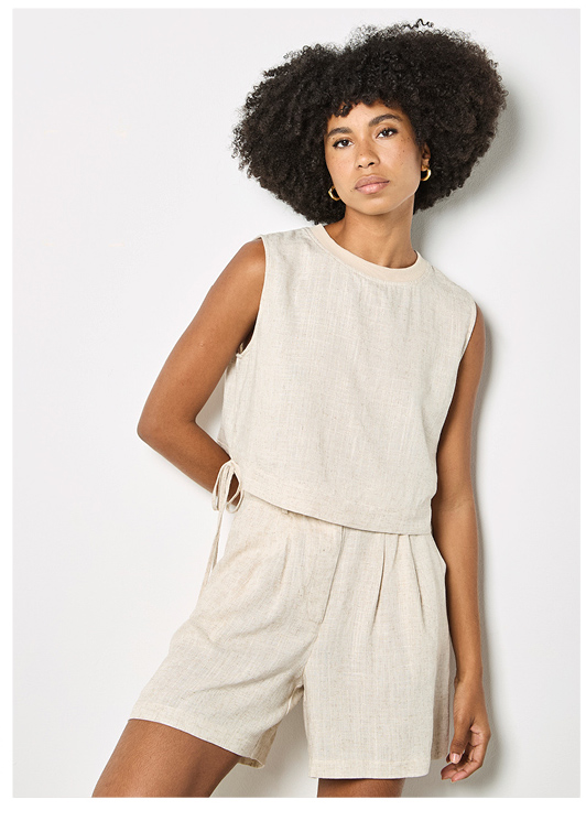 Linen Blend Crop Top