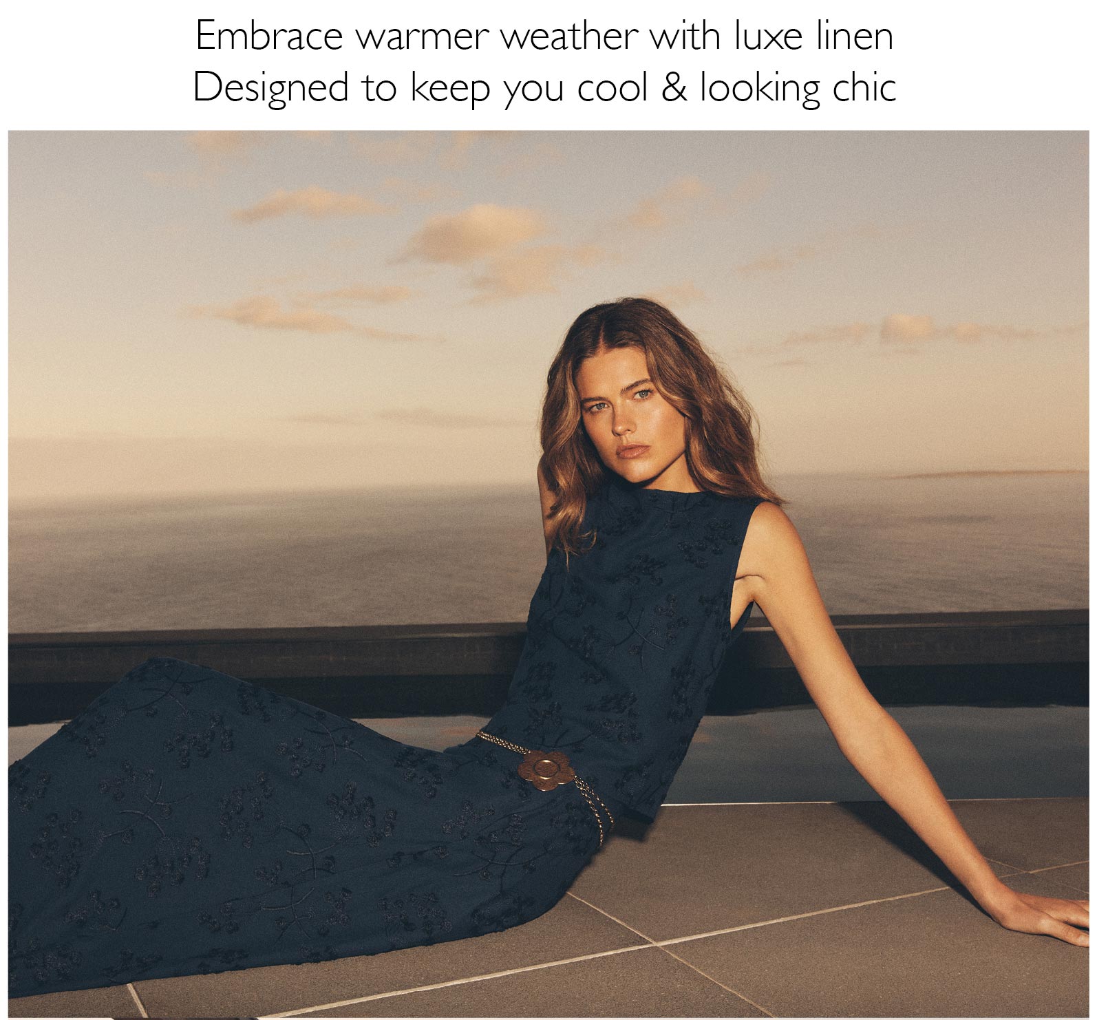 Embroidered Floral Linen Blend Shell Top