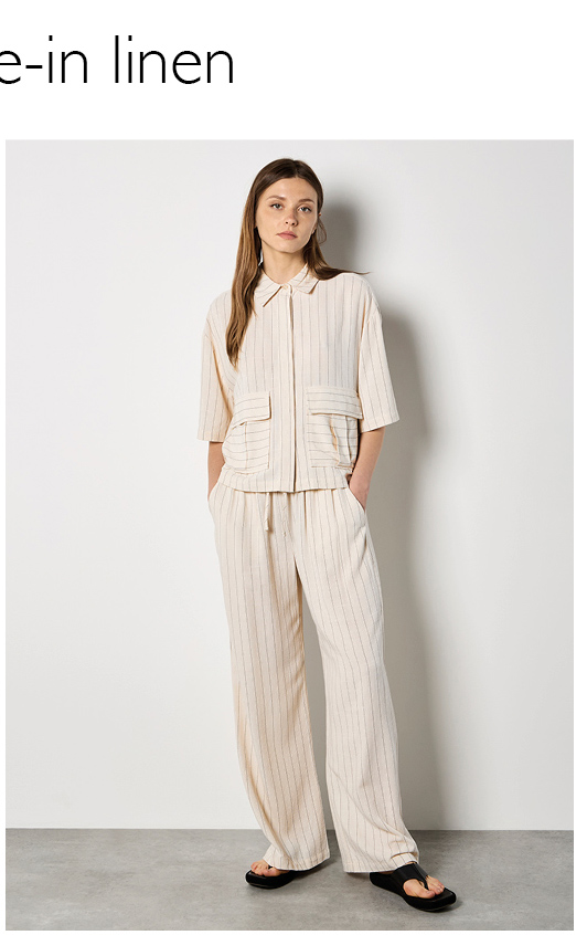 Pinstripe Linen Blend Shirt
