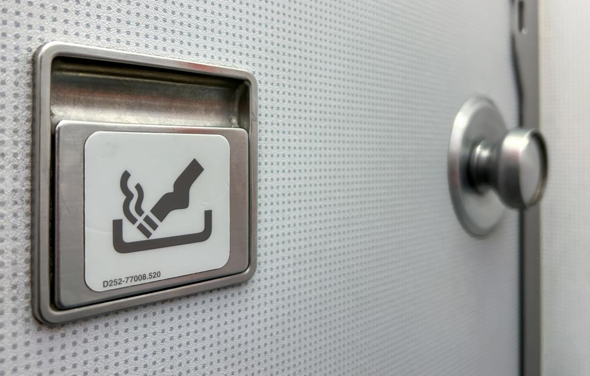 Ashtray in an airplane bathroom
