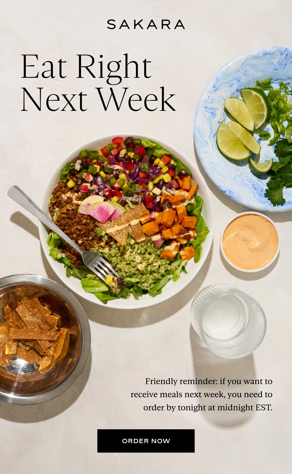 Eat Right Next Week: Friendly reminder: if you want to receive meals next week, you need to order by tonight at midnight EST.